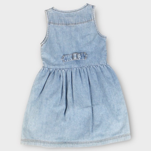 Vintage Esprit Girls Denim Dress Size M Sleeveless Pearl Snap 90s Blue - Picture 2 of 6